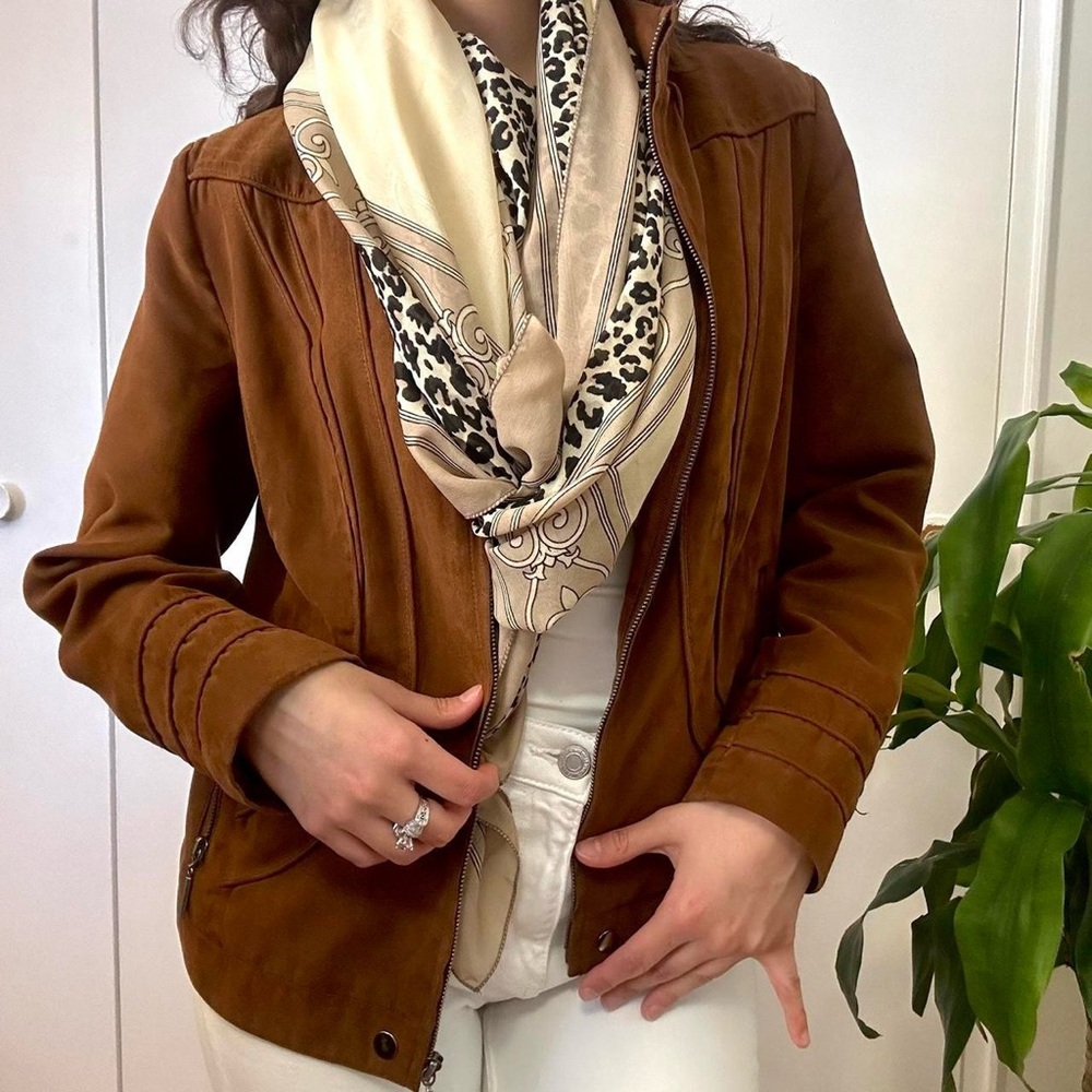 Cleo Faux Suede Blazer Brown Size Medium